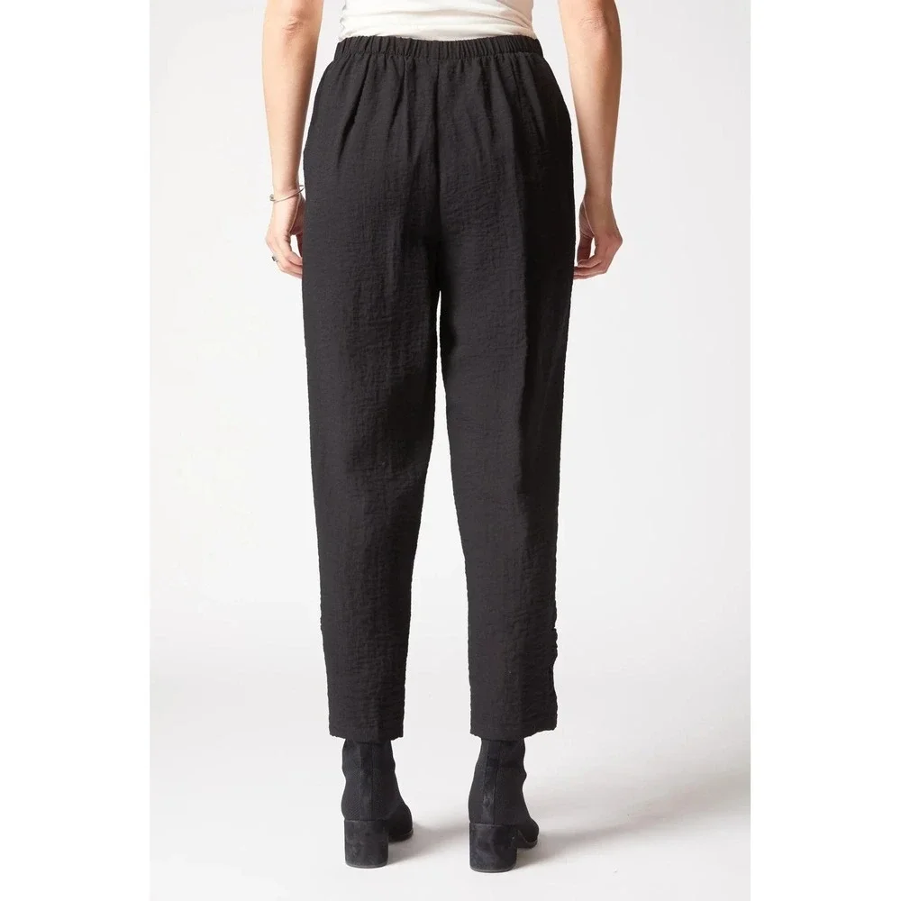 Habitat Ruched Ankle Pants Women Medium Black Solid Travel Stretch Office Career